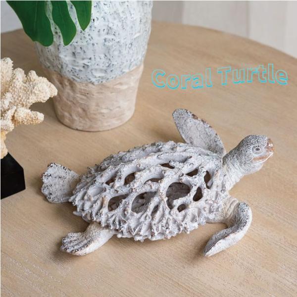 【送料無料】縁起物　特大サイズ白珊瑚と木彫り亀 CoralTurtle オブジェ 亀 かめ カメ タートル Turtle 珊瑚 サンゴ