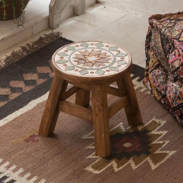 スツール キッズチェア アカシア マラケシュ 民族柄 モロッコ レトロ