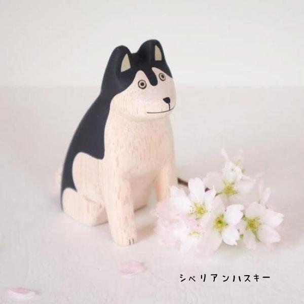 シベリアンハスキーの木彫り シベリアンハスキー 犬 ワンコ Dog
