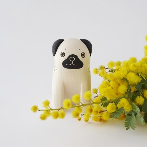 パグ ぱぐ PUG 犬 Dog いぬ ワンコ インテリア 置物 木彫り 木製 動物