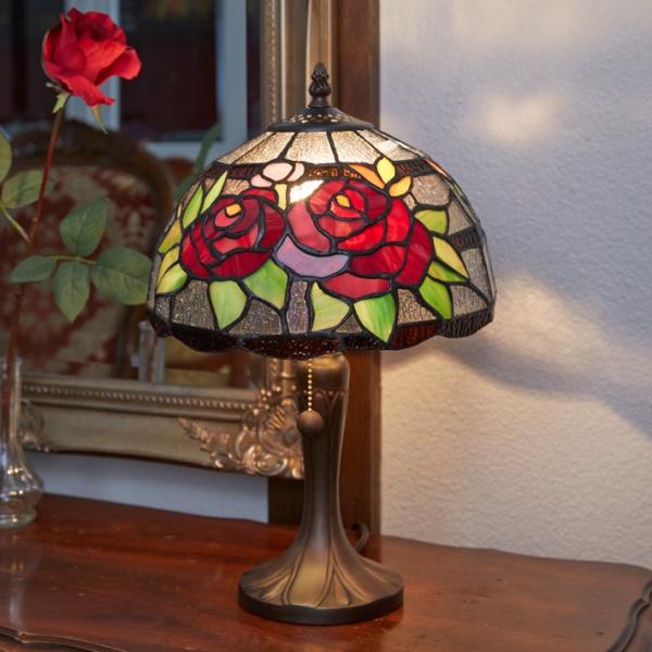 ステンドグラス ランプ テーブルライト テーブルランプ 卓上ランプ 迅速な対応で商品をお届け致します クラッシックローズ 薔薇 おしゃれ 北欧 バラ アンティーク