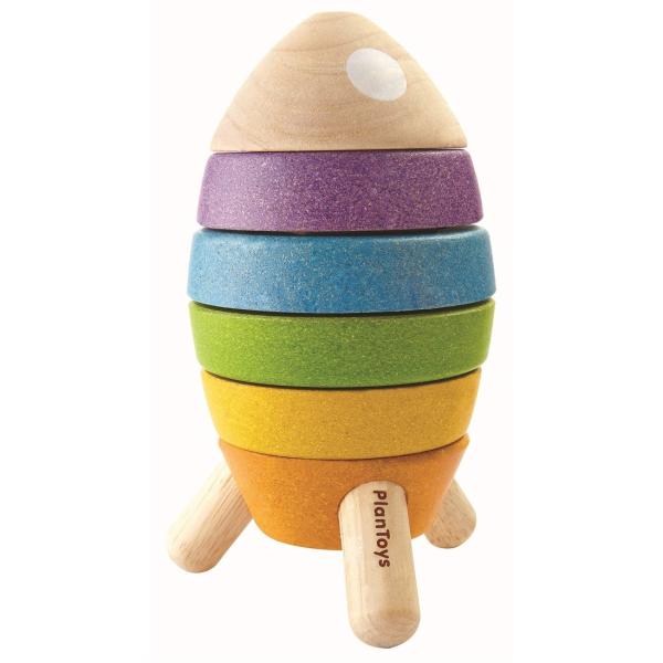 木のおもちゃ　プラントイジャパンPLANTOYS　木製知育玩具　スタッキングロケット5694