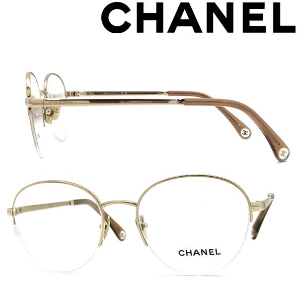 CHANEL ツートーンフレームメガネ CHANEL（シャネル） メガネフレーム ブランド シャンパンゴールド 眼鏡