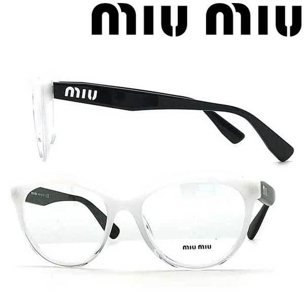 miu miu ホワイトフレーム サングラス miu miu（ミュウミュウ） メガネフレーム ブランド ホワイト×クリアー