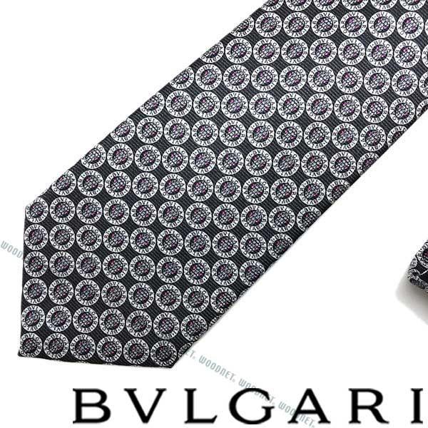 BVLGARI（ブルガリ） ブラック 「LOGO BB SNAKE」 シルクネクタイ