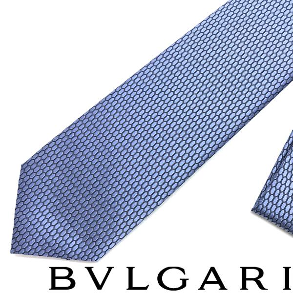 BVLGARI（ブルガリ） ブランド ネクタイ ライトブルー シルク ピクト