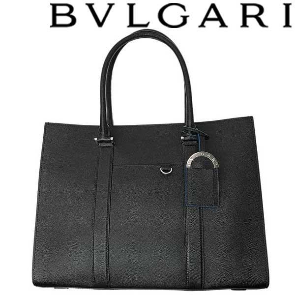 BVLGARI ブルガリ バッグ 型押しレザー トート ブラック メンズ 37625 