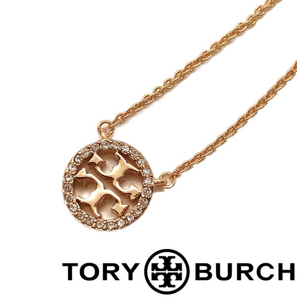 TORY BURCH（トリーバーチ） クリスタルロゴ ネックレス ローズ トリーバーチ ネックレス ローズゴールド ロゴ パール