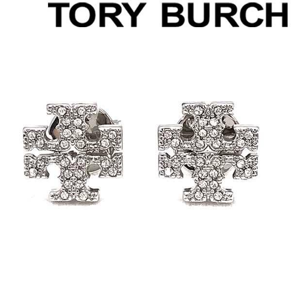 ◆TORY BURCH◆ クリスタル ロゴ ピアス 53422 042 TORY BURCH トリーバーチ クリスタルロゴ ピアス シルバー 53423