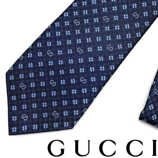 GUCCI（グッチ） ブランド ネクタイ シルク クローバー柄×GGロゴ