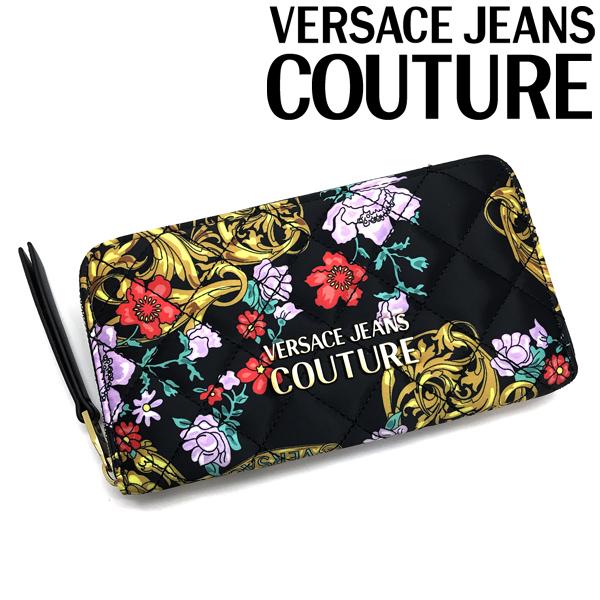 VERSACE JEANS COUTURE 長財布 ブランド ベルサーチ ヴェルサーチェ ウォレット ジップアラウンド ブラック  72VA5PQ1-ZS223-U06