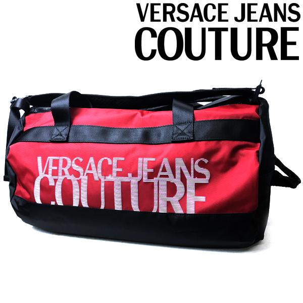 【SALE】最終価格 在庫限り VERSACE JEANS COUTURE ベルサーチ ヴェルサーチェ ダッフルバッグ ブラック×レッド×白 73YA4BA3-ZS500-500