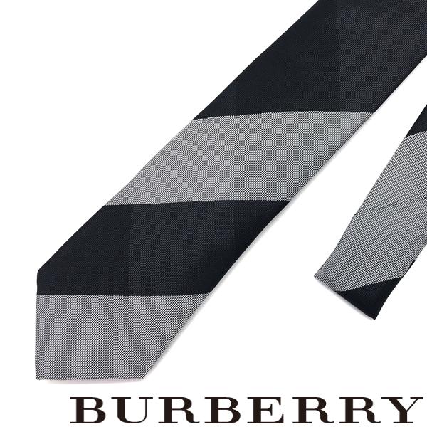 BURBERRY（バーバリー） ネクタイ ブラック×チャコールグレー×レッド