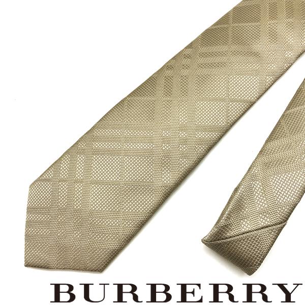 【未使用】BURBERRY ネクタイ LODON ENGLAND ゴールド BURBERRY バーバリー ネクタイ ゴールド チェック柄【剣先幅