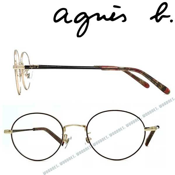 agnes b. アニエスベー ライトゴールド×チョコレートブラウン メガネ 