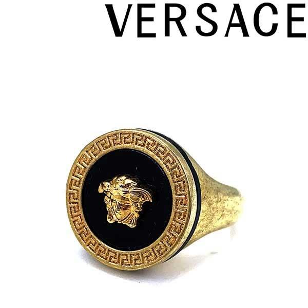 VERSACE ヴェルサーチェ ベルサーチ メドゥーサロゴ リング・指輪 ヴィンテージゴールド×ブラック DG57285-DJMR-K41T