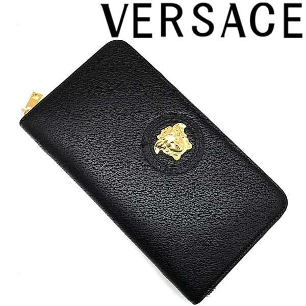 VERSACE ヴェルサーチェ ベルサーチ 長財布 ジップアラウンド 型押しレザー ブラック メンズ DP33597-DGOVV-D41OH