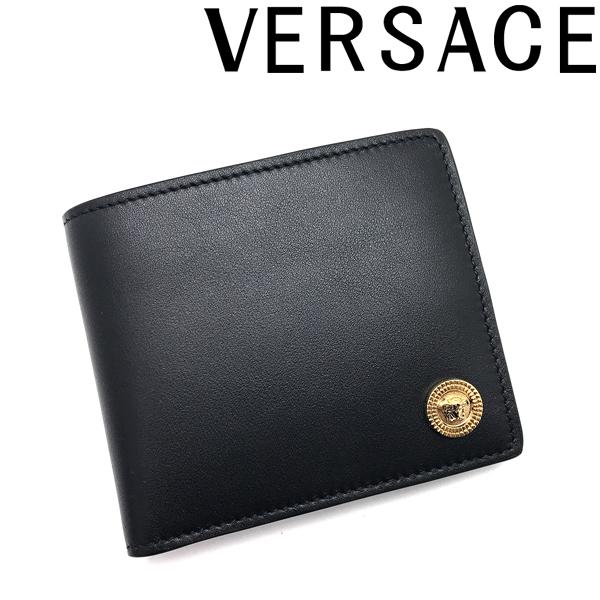 VERSACE 財布 ベルサーチ ヴェルサーチェ メドゥーサ 二つ折り レザー ブラック×ゴールド DPU6737-1A03190-1B00V