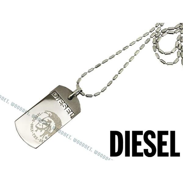 DIESEL（ディーゼル） プレート ガンメタルシルバー ネックレス