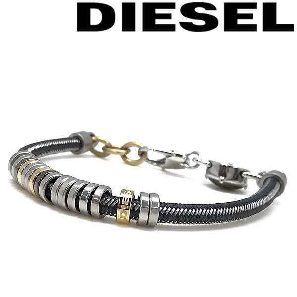 DIESEL（ディーゼル） シルバー×ブラック ブレスレット DX1185040
