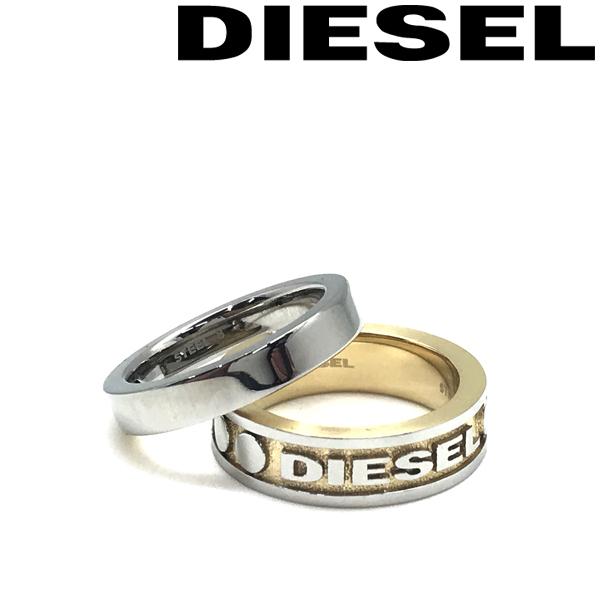 DIESEL ディーゼル シルバー×マットゴールド 2連リング・指輪 DIESEL ディーゼル シルバー×マットゴールド 2連リング・指輪