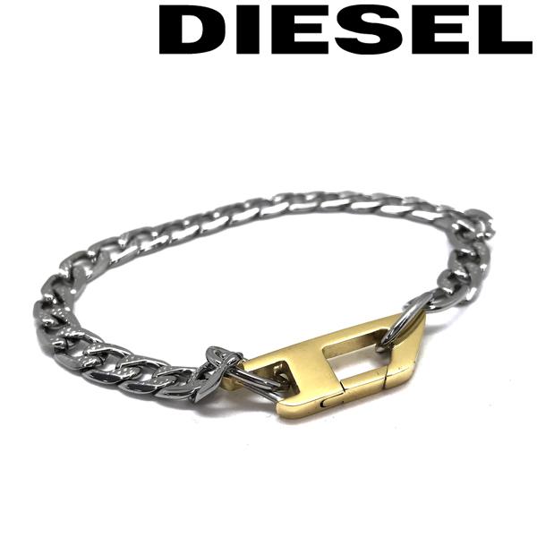 DIESEL（ディーゼル） ブレスレット ブランド シルバー×ゴールド Dロゴ 