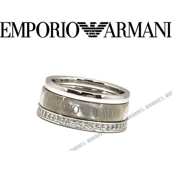 EMPORIO ARMANI エンポリオアルマーニ シルバー×ホワイト 3連リング