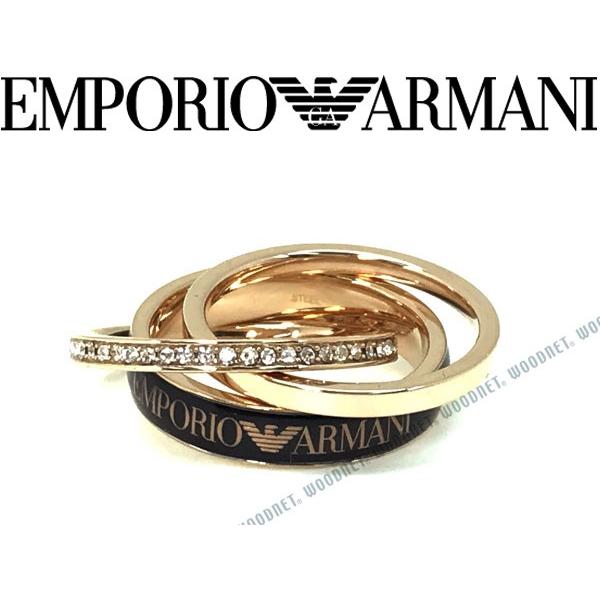 【専用❗️】EMPORIO ARMANI Dリング　ダブルジップ EMPORIO ARMANI エンポリオアルマーニ ゴールド×ブラック 3連リング