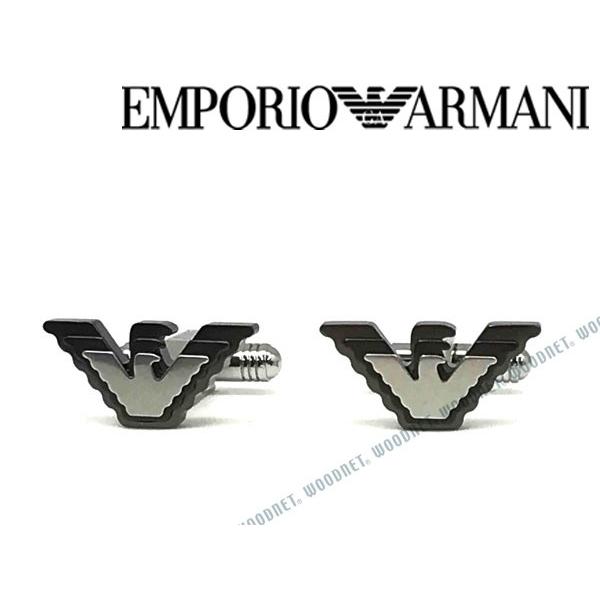 【ユキちゃん】EMPORIO ARMANI カフリンクス イーグルロゴ EMPORIO ARMANI エンポリオアルマーニ シルバー×ガンメタル イーグル