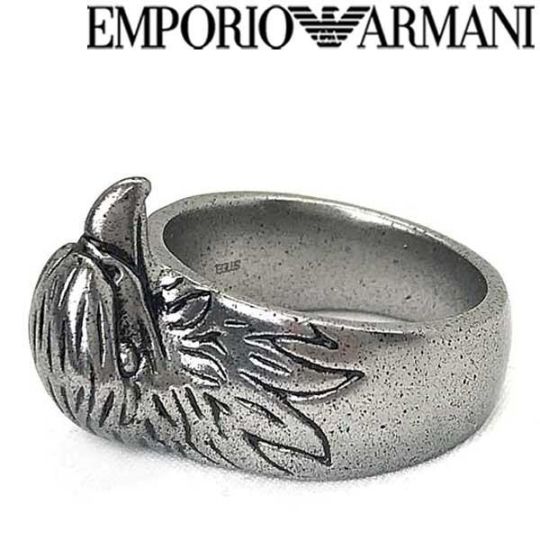 EMPORIO ARMANI リング シルバー&ブラック21号 EMPORIO ARMANI エンポリオアルマーニ マットシルバー×ブラック リング