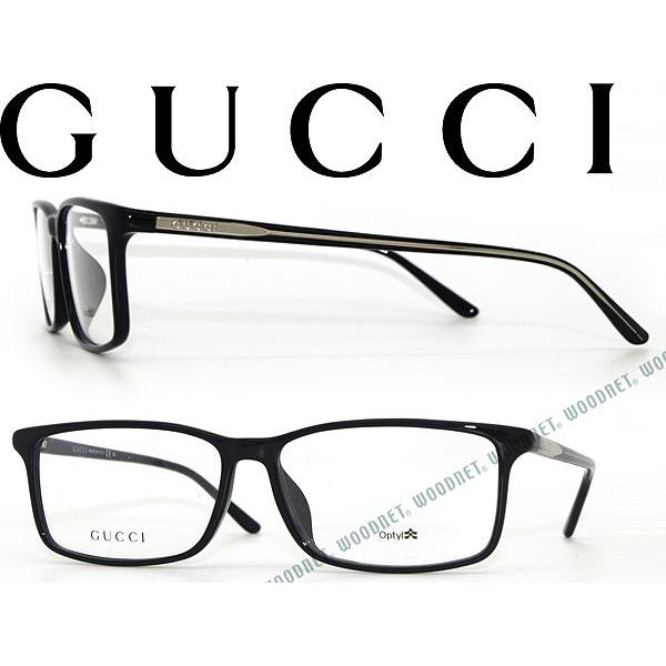 GUCCI グッチ　メガネ　眼鏡　メガネフレーム　フレーム　サングラス　伊達眼鏡　度なし　10481F　GG-1048F-GVJ ケース付き　メンズ　レディース　女性用　男性用　ユニセックス 【ブランドギャラリー東心斎橋店】 GUCCI グッチ メガネフレーム ブランド 1048F-GVJ ブラック : WOODNET