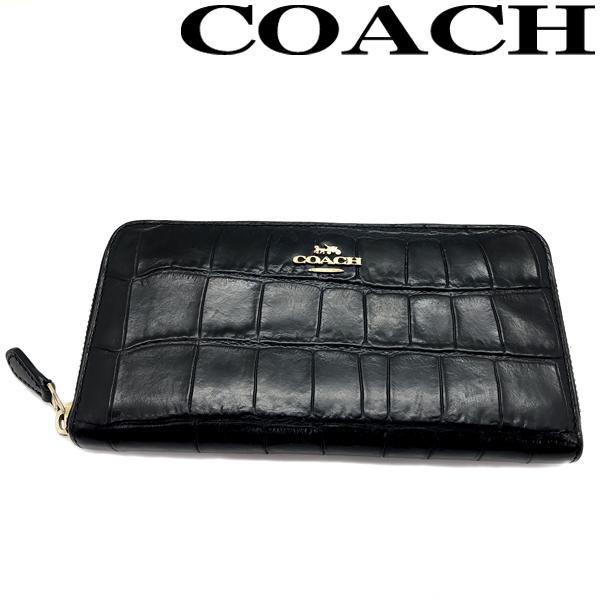 新品 未使用 ☆ COACH ☆ ブラックレザー ラウンドジップ 長財布 COACH コーチ 長財布 ラウンドジップ レザー ブラック 黒 レディース