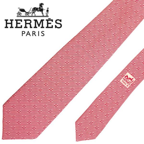 HERMES（エルメス） 【中古】HERMES ネクタイ【ほぼ新品】9cm レッド