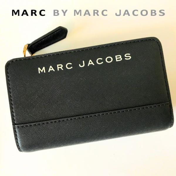 MARC JACOBS ブラックレザー二つ折り財布 MARC JACOBS マークジェイコブス Marc Jacobs 財布 二つ折り財布