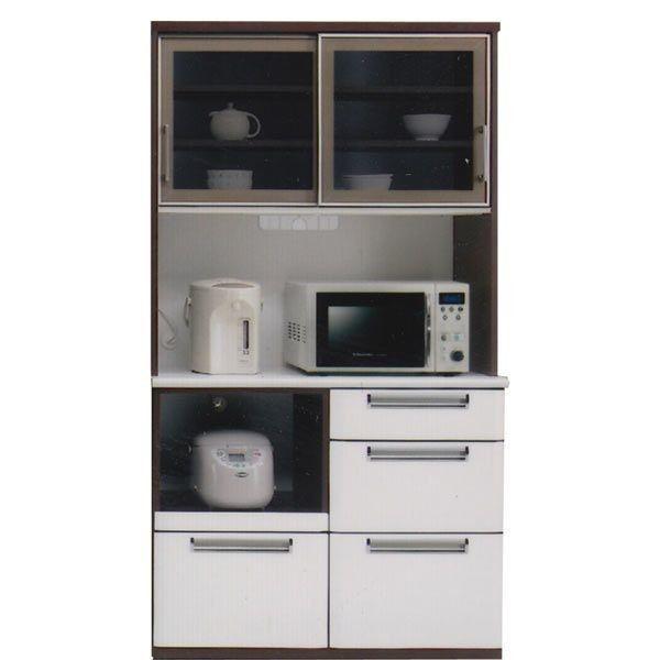 キッチンボード 食器棚 レンジボード ハイタイプ 幅100 高さ177 鏡面