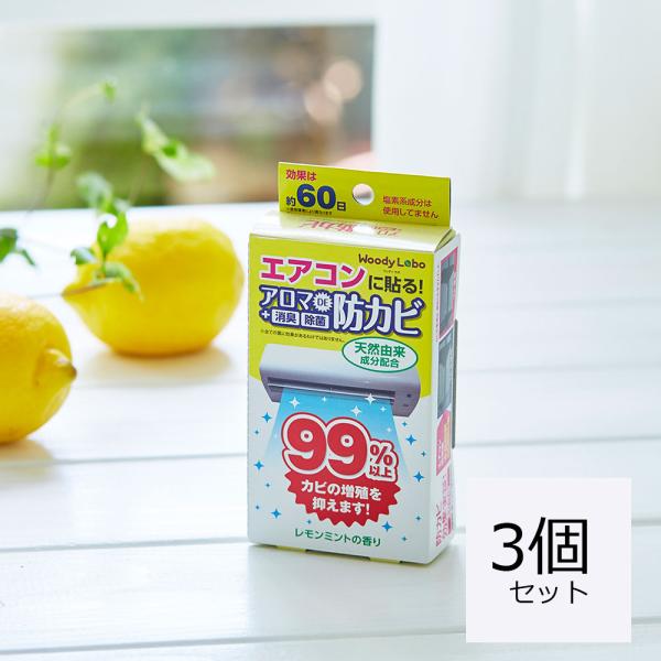 エアコン カビ防止 消臭 消臭剤 防カビ剤  カビ予防  臭い対策 まとめ買い アロマDE防カビ レモンミント3個  掃除  部屋 芳香剤 カビきれい 貼るだけ  公式