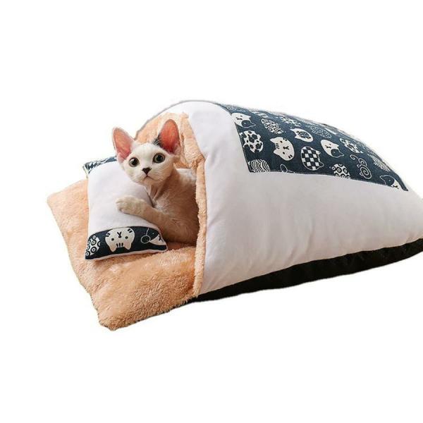 猫 ベッド 猫用 ふとん クッション 枕付きトンネル お布団 猫用寝袋 枕付きトンネル お布団 可愛い 大きい かわいい 猫グッズ ペット布団