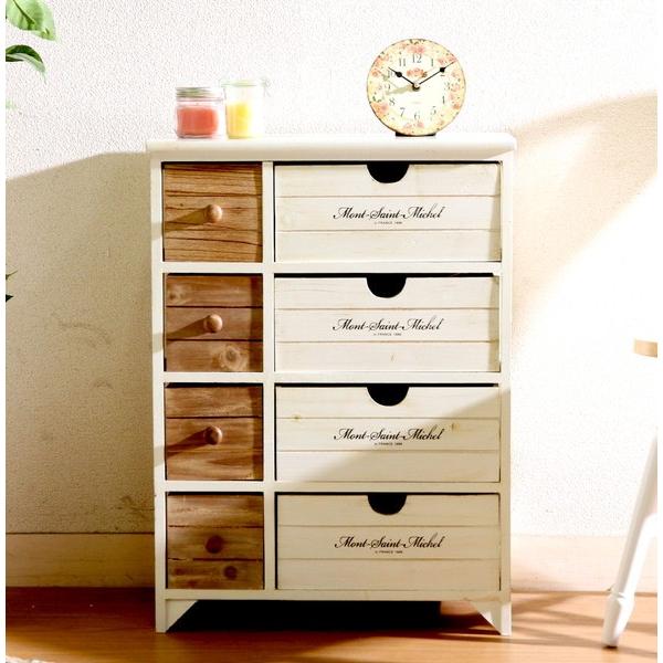 チェスト タンス 4段 アンティーク 白 キャビネット 引出し 収納