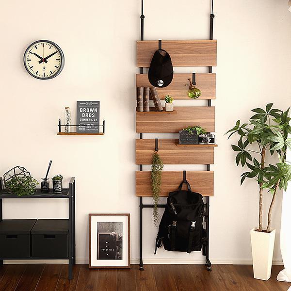 ハンガーラック ラダーラック 収納 かばん バッグ 帽子 インテリア ウッド おしゃれ キッチン つっぱり ハンガー フック 靴 自立 棚 突っ張り 壁 木板 幅60 Kag Woods 通販 Yahoo ショッピング