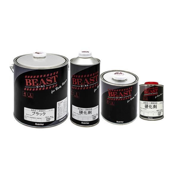 イサム塗料 ２液型ウレタン樹脂塗料 (4.1) ビースト ブラック 1.2kg 主剤のみ 32435013 取寄