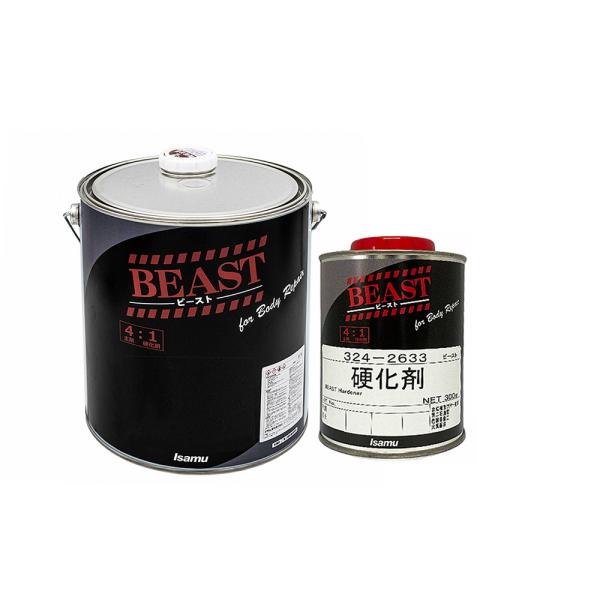 イサム塗料 2液型ウレタン樹脂塗料 (4:1) ビースト ブラック 主剤 1.2