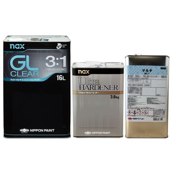 日本ペイント 3013622 naxマルチエコ (3:1)GLクリヤー 16L×1缶 +硬化剤