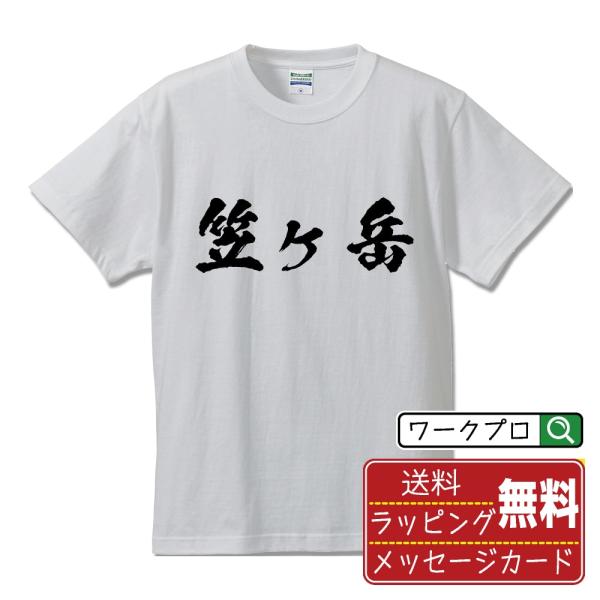笠ヶ岳 筆文字 Tシャツ 半袖 書道家が書く 名入れ 漢字 オリジナル