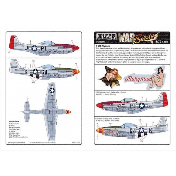 Kits-World(172171)1/72 P-51D Mustang 44-15052 PI-J “Lullaby for a Dream Pilot Lt. James A Hickey. 360th FS他用デカール