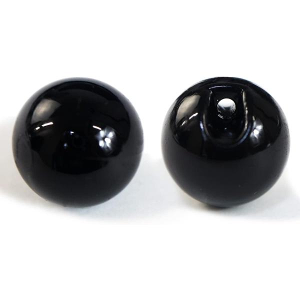 目玉ボタン 黒ボタン パールボタン ブラック ツヤあり 円 トンネル足 ぬいぐるみ 15個入り【15mm】 B-007
