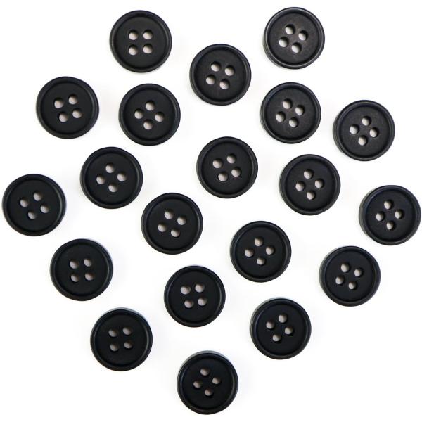 四つ穴ボタン 【ブラック ツヤなし】 黒 ベーシック シンプル 20個入り 【10mm】 B-041