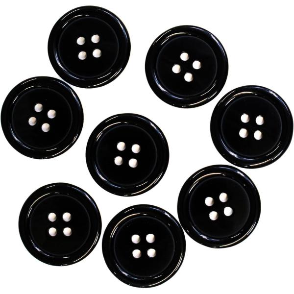 ●【サイズ】直径約23mm　【数量】8個●【ボタンの形】四つ穴ボタン　【材質】プラスチック　【カラー】ブラック ツヤあり●【用途】ボタンの取れてしまったコートやシャツボタンとして。カーディガンやブラウス、靴下・手袋などの小物にもおすすめです...