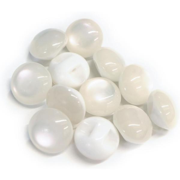 カラークリアボタン【ホワイト】丸型 裏穴 トンネル 12個入り【10mm】光沢 立体 3D 手芸 きらきらぷんぷん丸 B-1157