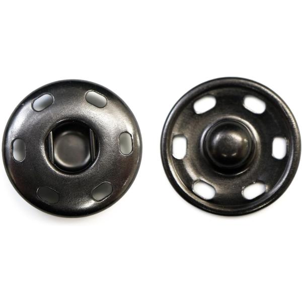 ●【サイズ】直径約19mm　【数量】10組入り●【材質】金属●【カラー】ブラック（黒）●【用途】パチッとはめ込むだけで簡単に留められるスナップボタンです。打ち具不要の縫い付けタイプです。●ボタンを留めるのが苦手な方・手間を減らしたい方におす...