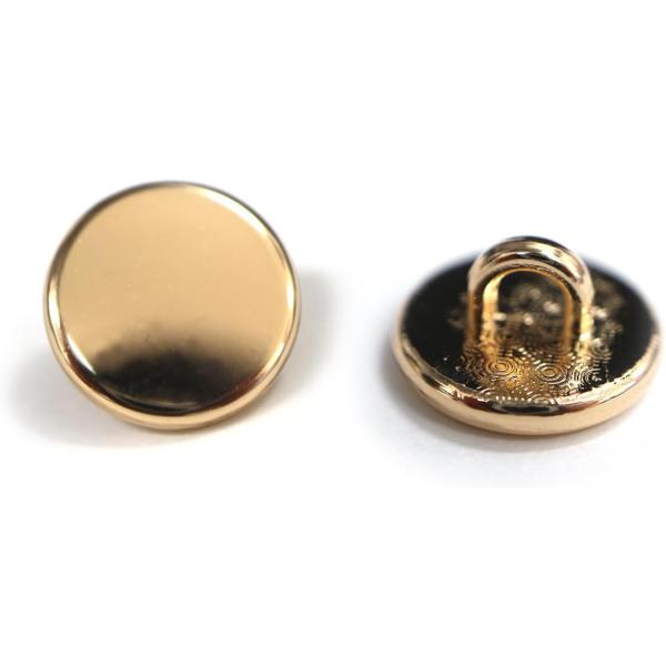 ●【サイズ】直径約10mm 【数量】20個 【一粒の重さ】約0.9g●【ボタンの形】フラットボタン　足つき　【材質】金属製●【カラー】ゴールド　鏡面仕上げ●【特 徴】金属特有の光沢があります。●【用途】お手持ちの衣類のイメージチェンジや、ボ...